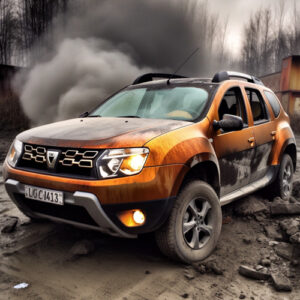 dacia duster in the mud - generating images with artificial intelligence